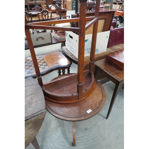 2121 - A mahogany table and an oak side table