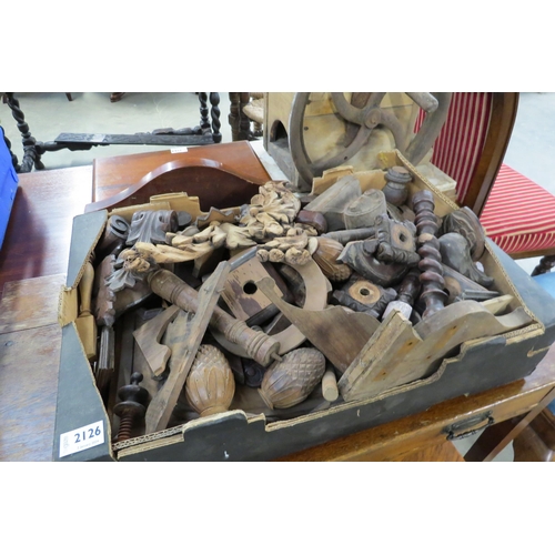 2126 - A box of 19th Century turnings