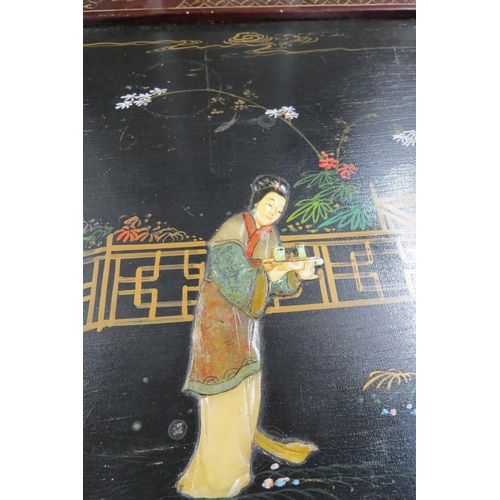 2142 - A Chinese carved glass top coffee table