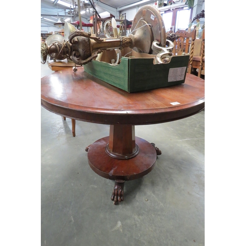 2150 - A Victorian mahogany breakfast table on paw feet     (E) £10-15