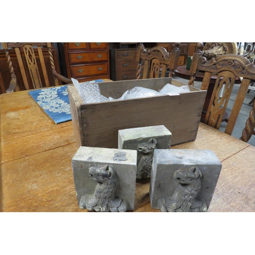 2152 - A box of carved stone gryphon bricks