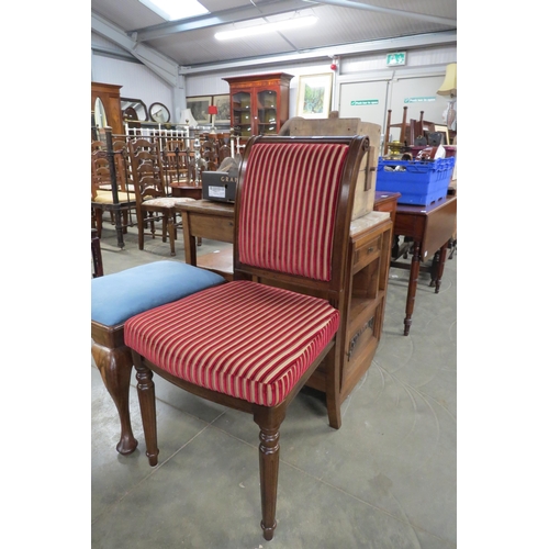 2161 - A side chair with red striped upholstery