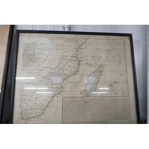 Three vintage framed maps