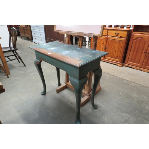 2242 - A green painted hardwood side table 88 x 45cm