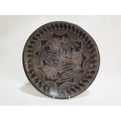 4271 - A soapstone dish with images of fish, 31cm diameter              (E) £20-30