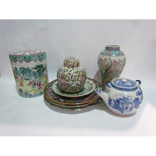 4280 - A selection of Oriental ceramics including a 19th Century Chinese vase, polychrome plate with charac... 