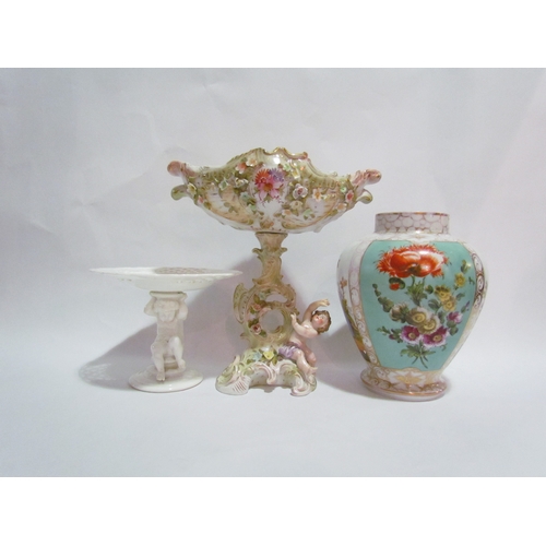 4302 - Three Meissen and Berlin ceramics including comport, vase etc