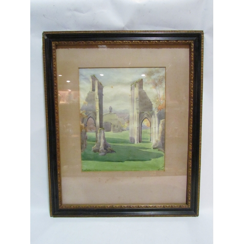 4310 - E.A. JONES: A watercolour entitled Glastonbury Abbey, signed lower right and dated 1934, 29cm x 34cm... 