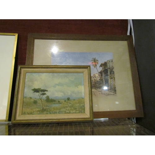 4319 - A chromolithograph image Bombay, signed lower right, framed and glazed, 24cm x 34cm, an oil on canva... 