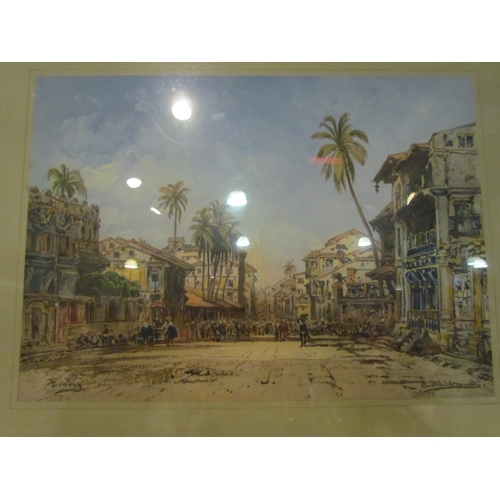 4319 - A chromolithograph image Bombay, signed lower right, framed and glazed, 24cm x 34cm, an oil on canva... 