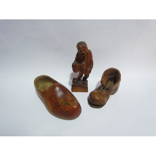 4324 - Three pieces of Finnish treen including drunkard figure, old boot and a clog          (R) £15