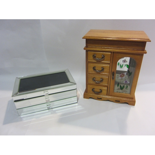 4442 - A bevelled mirrored jewellery box and tall table-top jewellery box (2)    (R) £15