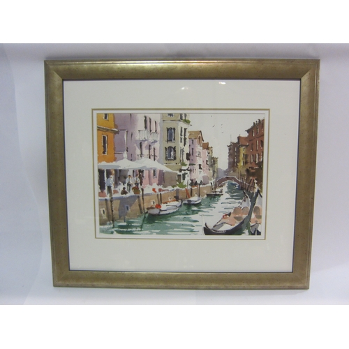 4443 - A watercolour of Venice 'San Vio Canal', signed lower left, framed and glazed, 26cm x 35cm image siz... 