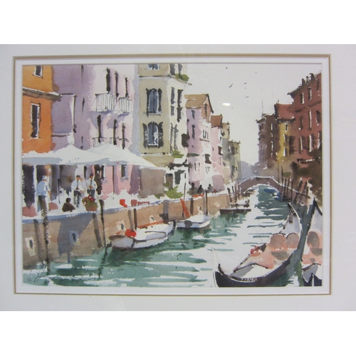 4443 - A watercolour of Venice 'San Vio Canal', signed lower left, framed and glazed, 26cm x 35cm image siz... 