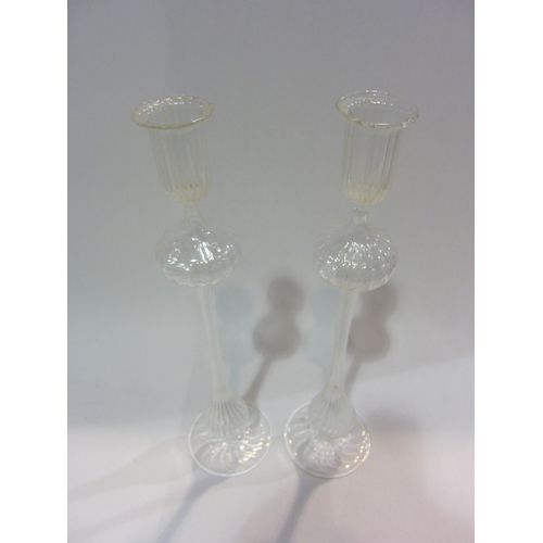 4448 - A selection of glassware including silver neck decanter and slender candlesticks