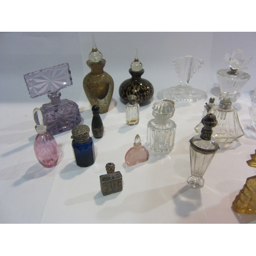 4449 - A collection of dressing table items including bijouterie stand and scent bottles