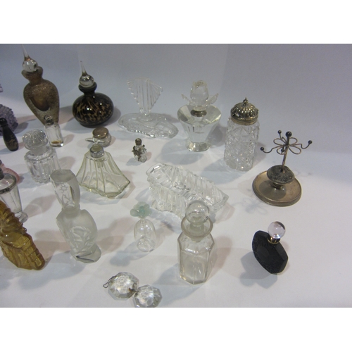 4449 - A collection of dressing table items including bijouterie stand and scent bottles