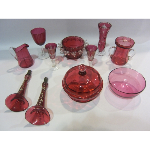 4456 - A selection of Victorian and later cranberry glassware