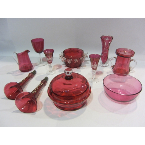 4456 - A selection of Victorian and later cranberry glassware