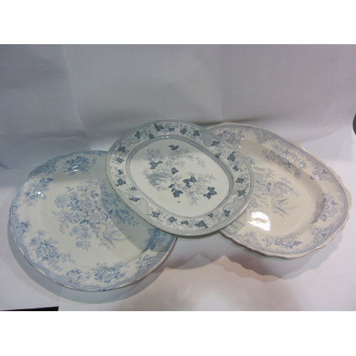 4464 - Three blue and white meat plates