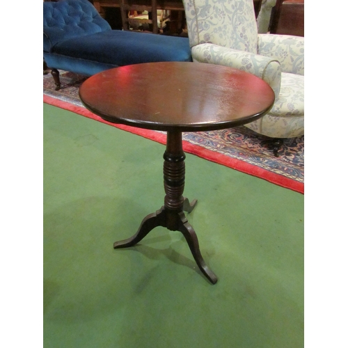 4234 - A Victorian mahogany wine table, circular top, on ring-turned support to tripod base, 64cm tall x 50... 