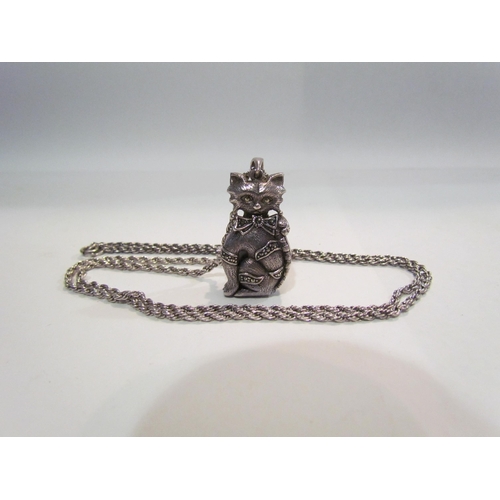 4400 - A silver pendant watch of cut form set with marcasite stones on chain pendant, approx. 38mm     (C)