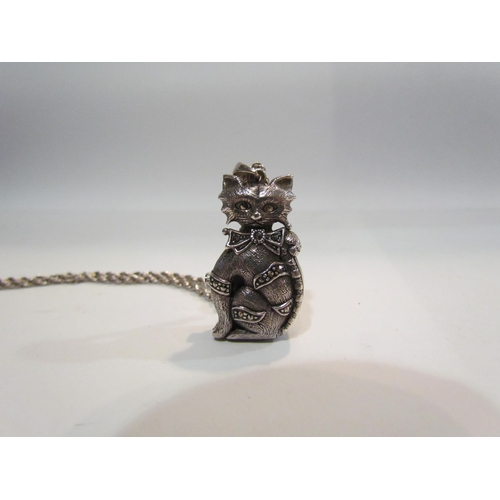 4400 - A silver pendant watch of cut form set with marcasite stones on chain pendant, approx. 38mm     (C)