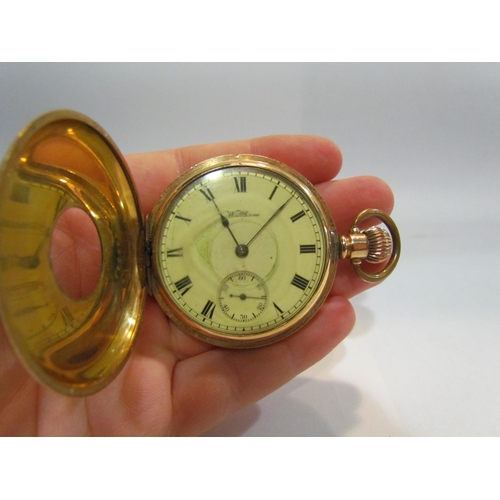 4421 - A Waltham half hunter pocket watch with A.L.D Dennison serial no. 550455, 14ct rolled gold case