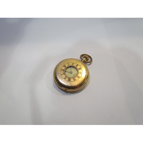 4421 - A Waltham half hunter pocket watch with A.L.D Dennison serial no. 550455, 14ct rolled gold case