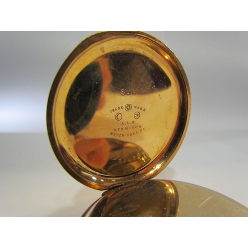 4421 - A Waltham half hunter pocket watch with A.L.D Dennison serial no. 550455, 14ct rolled gold case