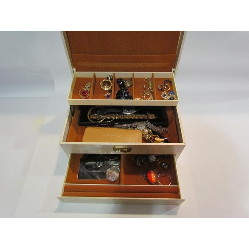 4482 - A jewellery box containing costume jewellery and watches