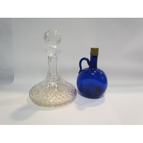 4491 - A Bristol blue glass decanter and a ship's decanter (2)         (E) £15-25