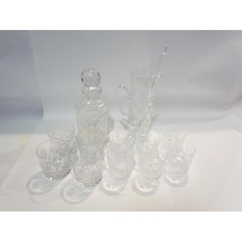 4496 - A set of four Royal Doulton tumblers with decanter and a set of six tumblers with jug