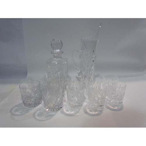 4496 - A set of four Royal Doulton tumblers with decanter and a set of six tumblers with jug