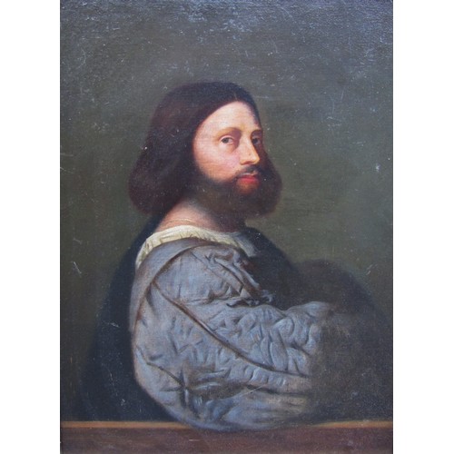 6004 - A 19th Century oil on card portrait after Titan's Gerolamo Barbarigo. Period gilded frame. Image siz... 