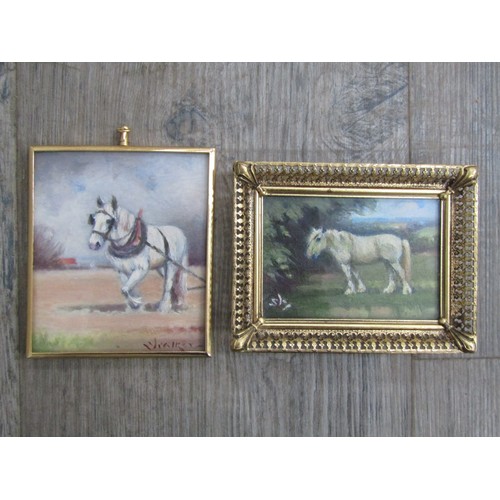 6107 - STEPHEN WALKER (1900-2004) Two miniature oils of horses, framed and glazed. 10cm x 9cm & 6.5cm x 9cm