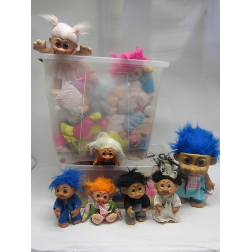 1197 - Two boxes containing a large collection of Troll plastic dolls and Dam, Russ etc