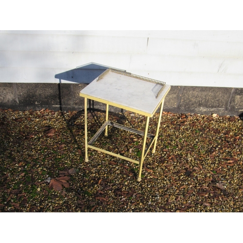 1062 - A pair of late 19th / early 20th Century galleried marble top conservatory tables with painted metal... 