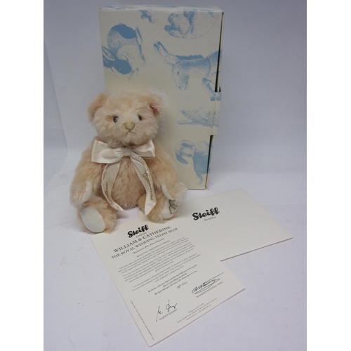 1223 - A boxed Steiff 663338 William and Katherine Royal Wedding articulated mohair teddy bear, button and ... 