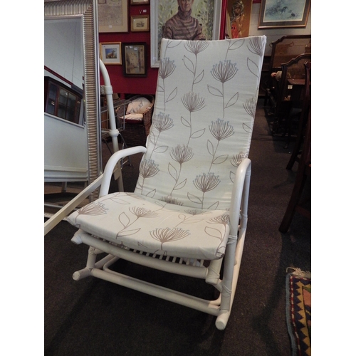 1111 - A bamboo white painted rocking chair