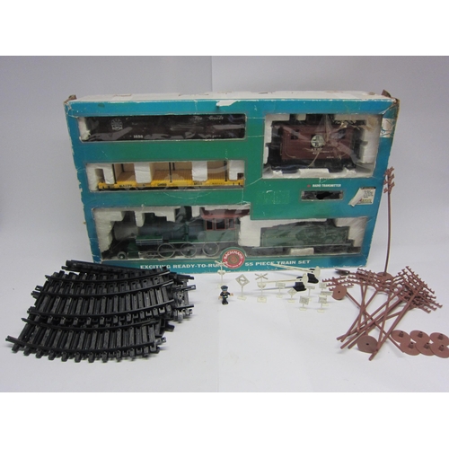 1455 - A boxed Bachmann G scale radio control Big Hauler 90-0100 train set, together with loose track and a... 