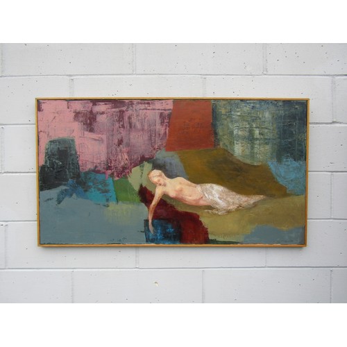 6098 - EWA GARGULINSKA (Polish b.1941) (ARR) A framed oil on canvas, 'Psyche', reclining figure. Signed bot... 