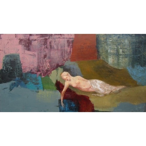 6098 - EWA GARGULINSKA (Polish b.1941) (ARR) A framed oil on canvas, 'Psyche', reclining figure. Signed bot... 