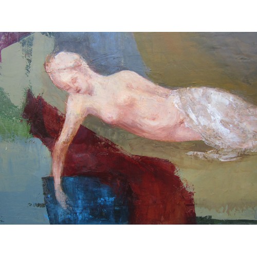 6098 - EWA GARGULINSKA (Polish b.1941) (ARR) A framed oil on canvas, 'Psyche', reclining figure. Signed bot... 