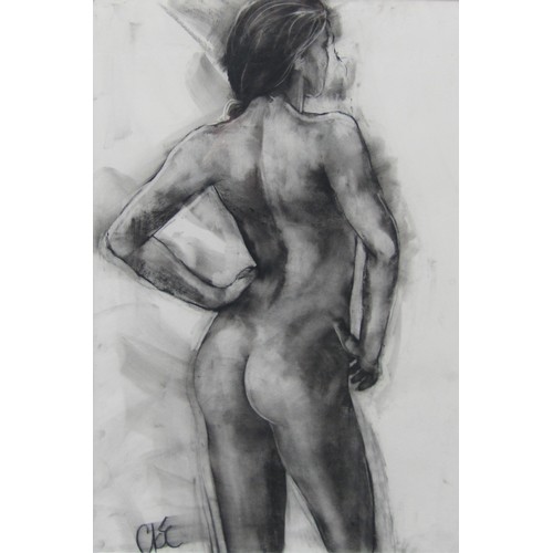 6096 - CLOE CLOHERTY (b.1964) A large framed and glazed charcoal on paper, female nude 'Aurelia'. Image siz... 