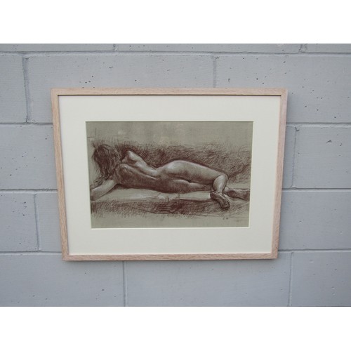 6097 - DAVID HENDERSON (XX/XXI) A framed and glazed pencil drawing, recling female nude. Image size 36cm x ... 