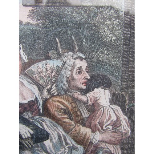 6029 - A set of four hand tinted engravings, William Hogarth (1697-1764) 'Morning', 'Noon', 'Evening' and '... 