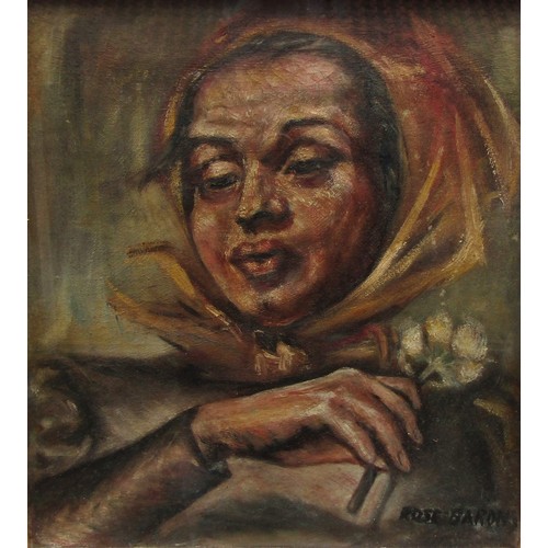 6100 - ROSE/ROSA BARON (XX East London School) 'The Flower Seller' - circa mid 1930's oil on canvas. Framed... 