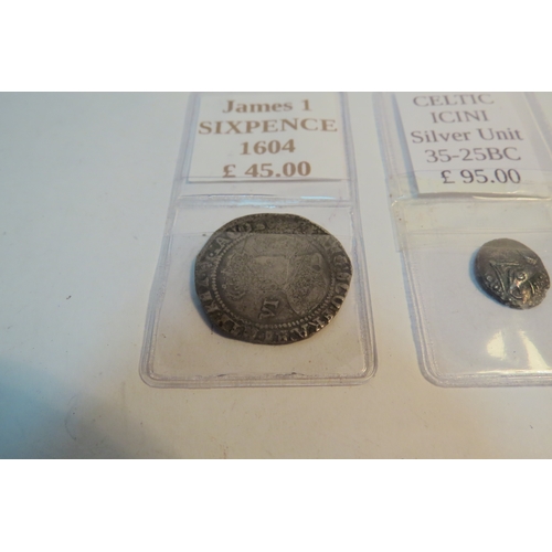 1322 - A James I sixpence and an Iceni silver unit