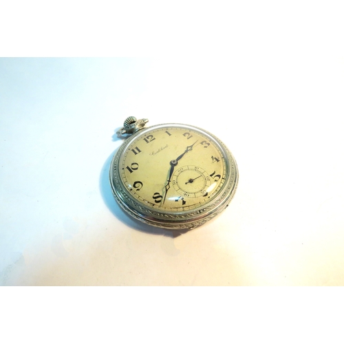 1326 - A Cortebert pocket watch in the Art Deco style, Arabic dial, sweep second subsidiary, geometric case... 